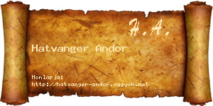 Hatvanger Andor névjegykártya