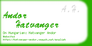 andor hatvanger business card